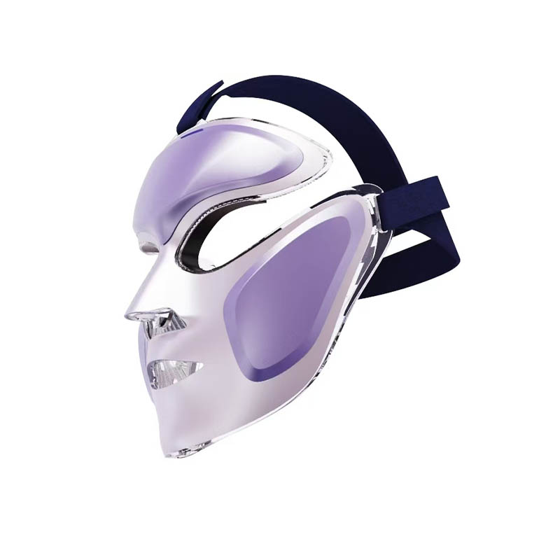 What are the differences in the effects of different wavelengths on the skin in the photon facial mask beauty device?
